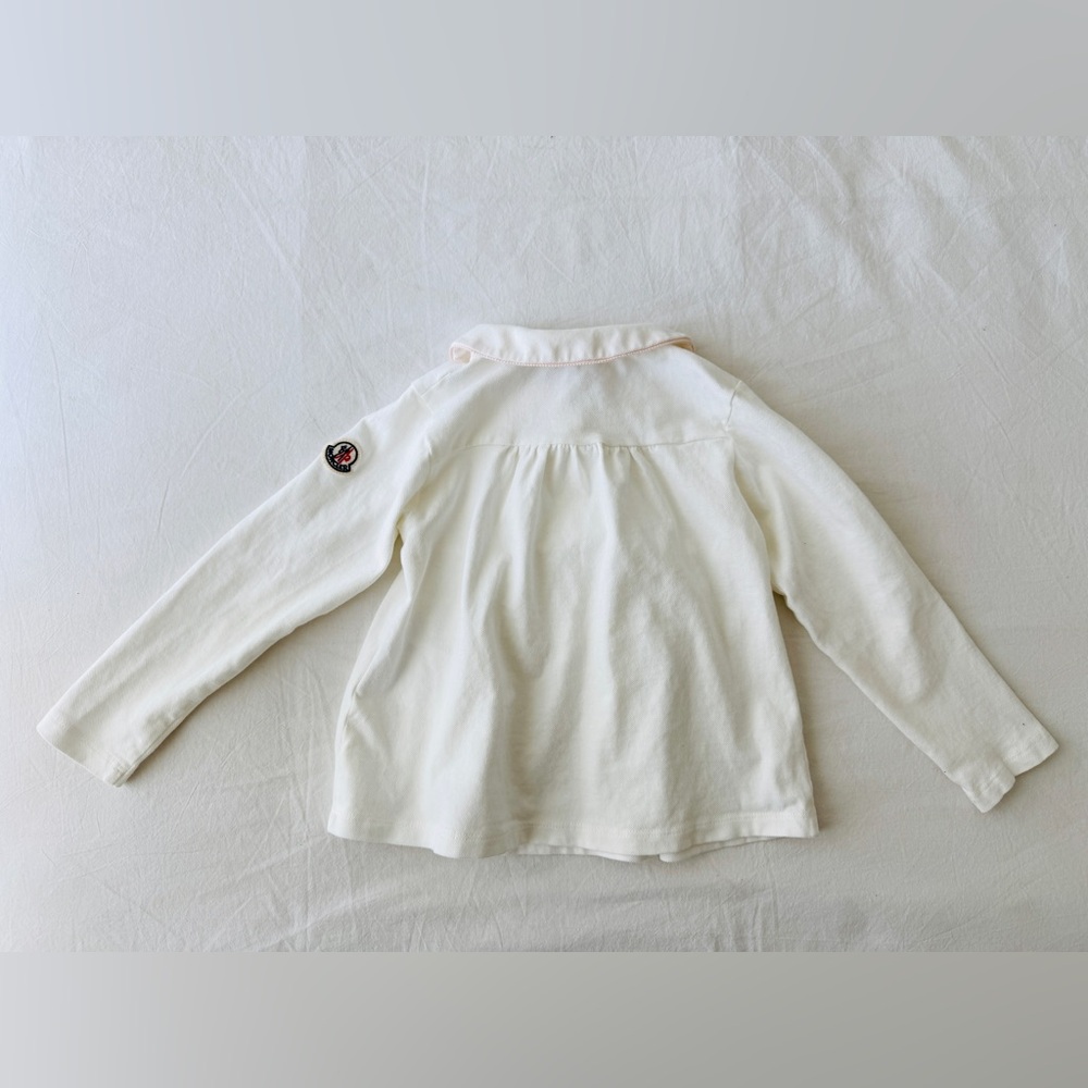 MONCLER White Long Sleeve Empire Waist Top Blouse Shirt Toddler Girl Preppy - Picture 3 of 9
